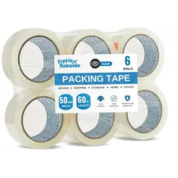 6 Rollen Transparentes Klebeband 50mm x 60m | Verpackungsklebeband, Widerstandsfähiges Klebeband