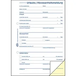 AVERY Zweckform Urlaubsabwesenheitsmeldung Formularbuch 1753