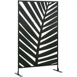 Outsunny Gartensichtschutz,, Schwarz, Metall, 45x198 cm Sonnen- & Sichtschutz, Raumtrenner mit Bananenblattmuster 122 x 198 Trennwand