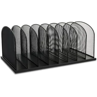 Safco 3253BL Onyx Schreibtisch-Organizer aus Metallgitter mit 8 Längsfächern