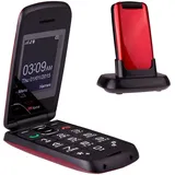 TTfone Star Simple Einfach zu Benutzendes Sim-Freies Klapptelefon mit großen Tasten (Rot)