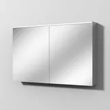 Sanipa Reflection Aluminium-Spiegelschrank ARND 120 mit LED-Leuchtpanel AU3766L, Badmöbel,