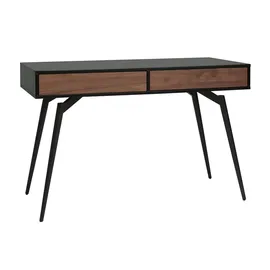 miliboo Design-Schreibtisch in mattem Schwarz und Walnussfurnier TRIPOLI