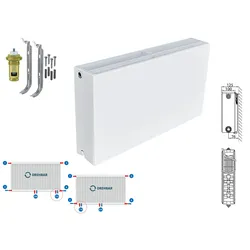 Planheizkörper Mittelanschluss Kompakt & Ventilheizkörper Typ 33 400x1800 & Halt