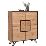 Highboard 116 x 131 x 40 cm Schwarz / Eiche