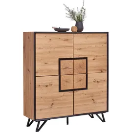 Highboard 116 x 131 x 40 cm Schwarz / Eiche