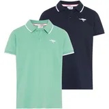 KangaROOS Poloshirt KANGAROOS "Kangaroos 2er Pack Poloshirts", Jungen, Gr. 140/146, grün (marine, grün), Piqué, Obermaterial: 95% Baumwolle, 5% Elasthan, bestickt, Basic, Rippbündchen, Shirts, Kurzarm, Basic Passform, mit Logostickerei, mit Seitenschlitzen