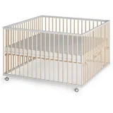 Sämann – make a difference. Laufgitter Weiß, Natur, Holz, Echtholz,Buche, 120x74x120 cm, Babymöbel, Laufstall Baby