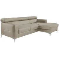 Livetastic Ecksofa, Grau, Metall, Echtleder, Rindleder, 4-Sitzer, Ottomane rechts, L-Form, 226x169 cm, Made in EU, seitenverkehrt erhältlich, Armteil links, rechts, Wohnzimmer, Sofas & Couches, Wohnlandschaften, Ecksofas