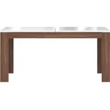 SAINT TROPEZ Esstisch 160 - 207 x 75 cm ausziehbar Sangallo Eiche / Weiß Hochglanz - Weiß