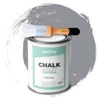 PACK Kreidefarbe für möbel 750ml + Malerpinsel speziell für Chalk Paint - Möbellack Natürlicher Kreideeffekt - Farbe für Holz (MITTELGRAU)
