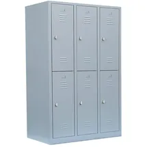 Lüllmann Spind Stahl 118,5 x 50,0 x 180,0 cm grau 6 Fächer abschließbar
