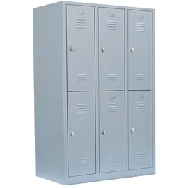 Lüllmann Spind Stahl 118,5 x 50,0 x 180,0 cm grau 6 Fächer abschließbar