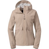 Schöffel Damen Jacket Lausanne L, Funktionsjacke mit Kapuze, wasserdichte Übergangsjacke mit Pack-Away-Tasche, humus, 44