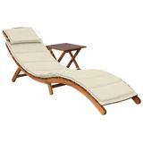 vidaXL Sonnenliege mit Tisch und Auflage Massivholz Akazie