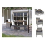 vidaXL 4-tlg. Gartenstuhl und Hocker Set Poly Rattan Grau