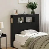 vidaXL Stauraum-Kopfteil mit LED-Lichtern Schwarz Eiche 100x18,5x103,5 cm