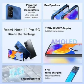 Xiaomi Redmi Note 11 Pro 5G 6 GB RAM 128 GB Atlantic Blue