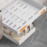 2 Stück Teleskopschublade, Ausziehbare Schublade KüChe,KüChenschrank Organizer für KüChenschräNke, Schubladen Organizer,Kein Bohren und Nageln Erforderlich KüChenschublade