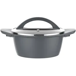 Schäfer Aluguss Schmortopf mit Glasdeckel,silber Ø32cm 9,6L Aluminium Kochtopf Antihaft Beschichtung