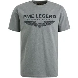 PME Legend Herren Rundhals T-Shirt SHORT SLEEVE R-NECK LOGO CARRIER Regular Fit Ptss0000588-960 Grau XXL