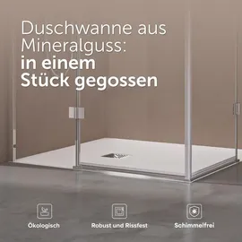 doporro Duschwanne Duschtasse 90x140x3cm aus Mineralguss in Weiß Rechteckig DIN-Anschlüsse für bodenebene Montage geeignet inkl. Ablaufgarnitur ... - Weiß