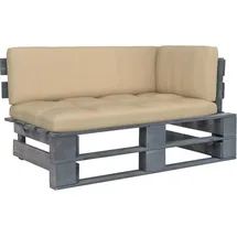 vidaXL Gartenlounge Paletten Ecksofa grau