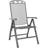 Greemotion Klappsessel Toulouse eisengrau, Stuhl aus kunststoffummanteltem Stahl, Gartenstuhl mit 5-fach verstellbarer Rückenlehne, witterungsbeständig und pflegeleicht, ca. 58 x 64 cm