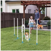 PawHut Agility Training Set 305 x 60 x 94 cm Weiß Blau