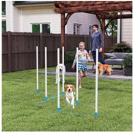 PawHut Agility Training Set 305 x 60 x 94 cm Weiß Blau
