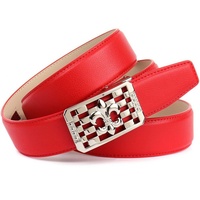 Anthoni Crown Ledergürtel Schließe mit Lilien-Motiv, Gr. 100, rot Damen Gürtel Ledergürtel