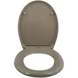 Spirella Premium Toilettendeckel oval Klodeckel mit Quick-Release-Funktion und Softclose Absenkautomatik. Antibakterielle Klobrille aus Duroplast und rostfreiem Edelstahl abnehmbar-Taupe, Brown