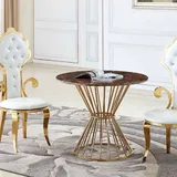 JV Möbel Wohnzimmer Esstisch Gold Kaffeetisch Design Rund Tisch JVmoebel - Gold