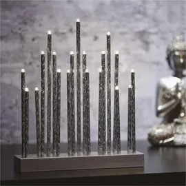 EMOS LED Kerzenständer mit 19 Kerzen, silbern Glanzeffekt, Batteriebetrieben 3X AA, Innenbereich IP20, 6/18h Timer-Funktion, 28, 5 x 25 cm, DCAW02, Silber
