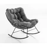 prestige home living outdoor Schaukelstuhl aus Stahl mit Kissen 100 x 68 x 84 cm Anthrazit