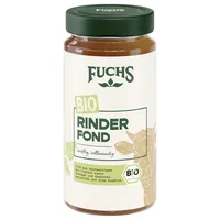Fuchs Gewürze - Bio Rinder Fond, optimale Basis für Suppen und Saucen, Ohne Geschmacksverstärker, Farbstoffe oder Palmfett, Zutaten aus kontrolliertem biologischem Anbau, 400 ml im Glas