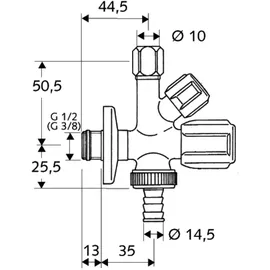Schell Kombi-Eckventil Comfort 1/2" x 3/8" x 3/4"