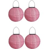 Youning Lampions Außen Wetterfest Solar LED Laterne Wasserdicht Hängende Solar Lampion für Außen 30cm Solarlaterne Outdoor Deko Nylon Papier Laterne Runde Gartenlampions Außenlaternen (4PCS/Rosa)