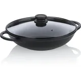 Kela Wok Atura, schwarz Metall, 4 Liter, mit Glasdeckel