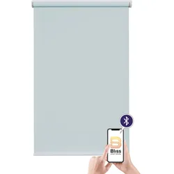 Elektrisches Rollo SUNLINES "Akkurollo Upcycling appgesteuert, blickdicht, Sunlines", grau, B:160cm H:220cm, Polyester, Metall, Kunststoff, Rollos, appgesteuert via Bluetooth
