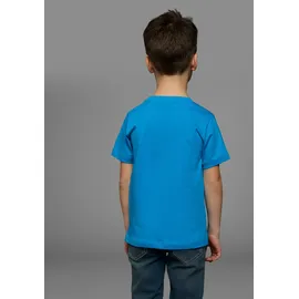 Kidsworld T-Shirt "Mit coolem FEUERWEHR Druck", Jungen, Gr. 128/134, blau (türkis), Single Jersey, Obermaterial: 100% Baumwolle, bedruckt, Basic, Rundhals, Shirts T-Shirt, Kurzarm, Basic-Passform, mit stylischem Druck, Rundhalsausschnitt