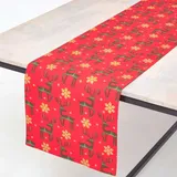Homescapes TISCHLÄUFER Weihnachten – Rentier rot, 35 X 250 cm, 100% Baumwolle