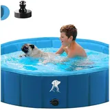 Hundepool Planschbecken faltbar 80 cm rutschfest blau für Hunde Kinder tragbar