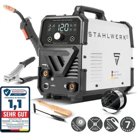 STAHLWERK Mini FLUX 120 ST Digital – Fülldrahtschweißen ohne Gas bis 120 A, kompakt, synergisch, LED-Licht, Lift-TIG- & MMA/ARC-... LIFT TIG Funktion