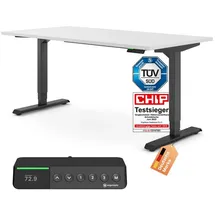 Ergotopia Desktopia Pro X Elektrisch höhenverstellbarer Schreibtisch, Ergonomischer Stehtisch für Büro oder Home Office (Weiß, Gestell Schwarz, 120 x 80 cm)