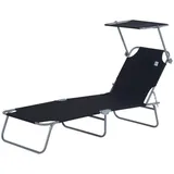 Outsunny Sonnenliege, schwarz Metall, Textil, 58x27x187 cm, Gartenmöbel, Gartenliegen