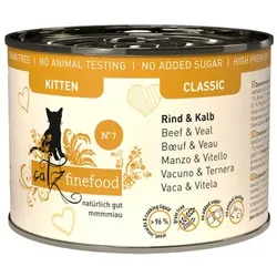 Catz finefood Kitten 200 Gramm Katzennassfutter 6 x 200 Gramm No. 7  Rind & Kalb