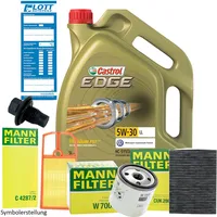 5L Castrol Edge Longlife 5W-30 Motoröl + Ölfilter + Luftfilter + Innenraumfilter