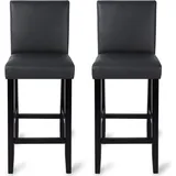 Woltu Barhocker 2er Set gepolstert Holz Kunstleder 2er Set 45 x 45 x 100 cm Grau