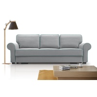 Beautysofa 3-Sitzer BELLO, in Retro-Stil, Bettkasten, Wellenfedern, für Wohnzimmer, Dreisitzer Sofa aus Veloursstoff, inklusive Schlaffunktion grau